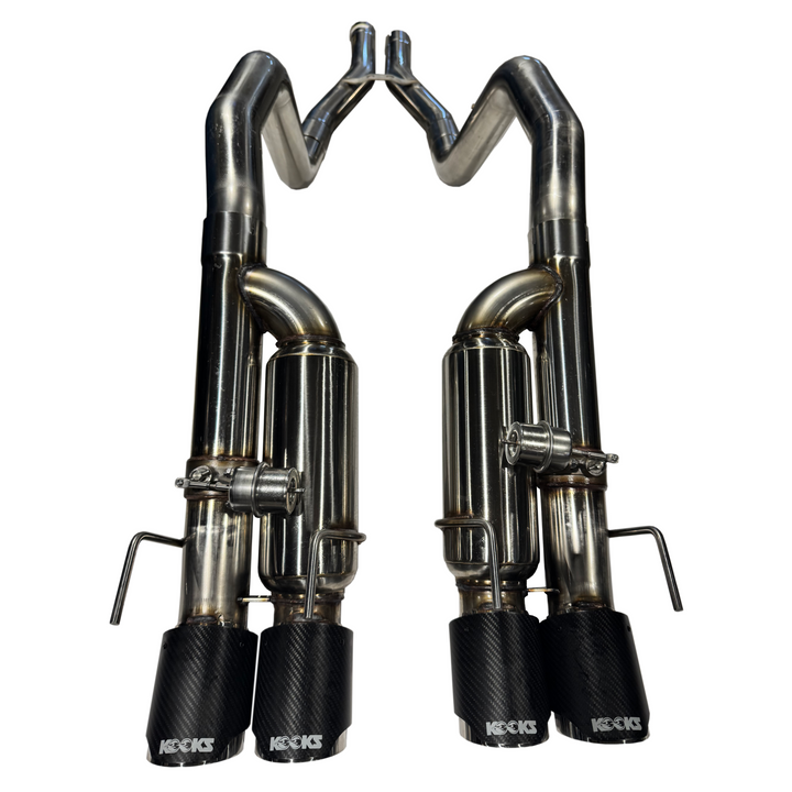 Kooks 21606750 axle-back pair showing four carbon-fiber tips