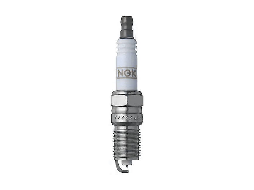 NGK 5141 TR6GP G-Power platinum spark plug full view showing the ceramic insulator, metal shell, threads and firing end