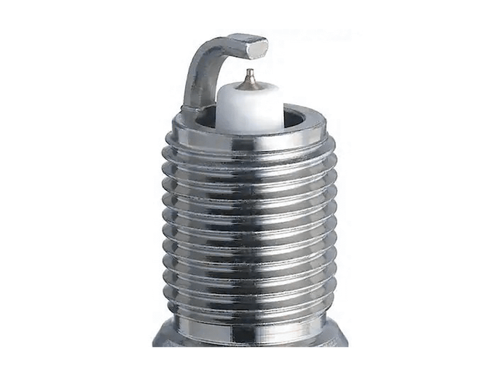 NGK G-Power platinum spark plug family close-up showing the fine center tip, ground electrode and threaded metal shell