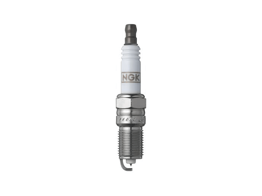 NGK G-Power platinum spark plug full view showing the white ceramic insulator, metal shell, threads and firing end