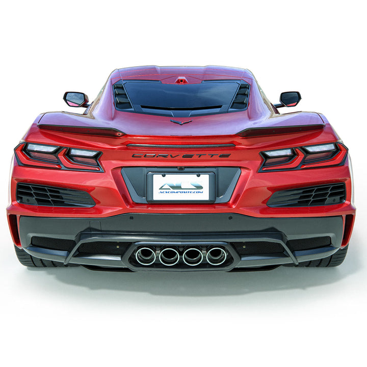ACS Composite C8 example: rear fascia rendering showing filler and optional frame