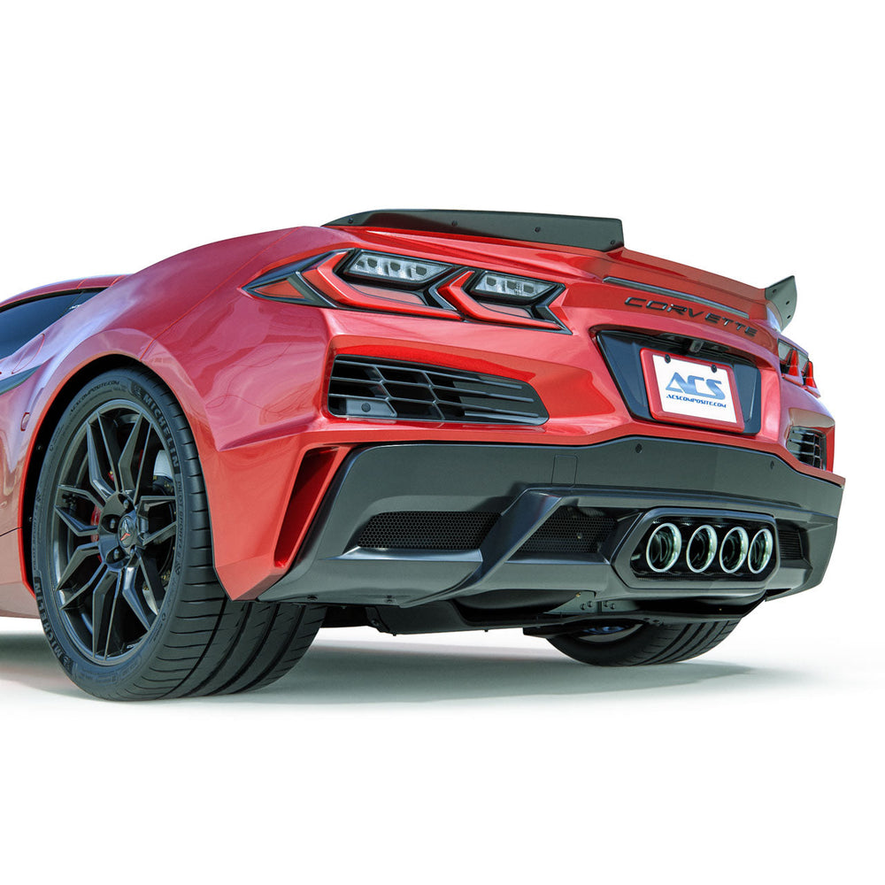 ACS Composite C8 example: rear three-quarter rendering with a contrasting frame