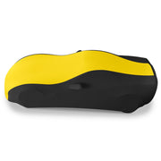 37176422 c6 corvette yellow and black stretch satin car cover