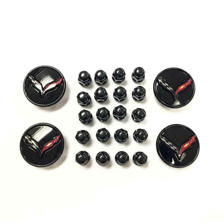 45-4-175 ASC Composite black wheel caps and lug nuts - c7 corvette