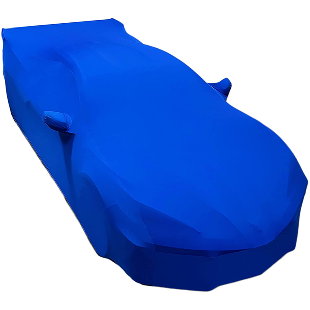Blue stretch fabric car cover