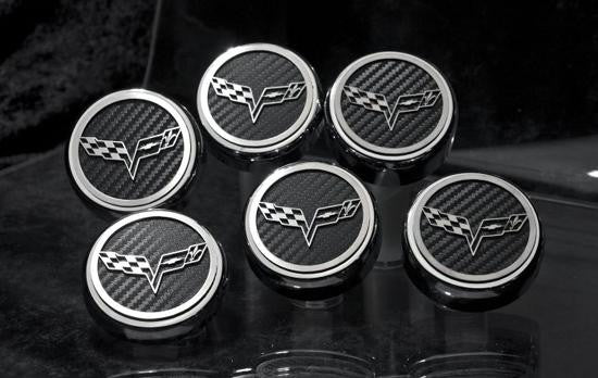 C6 Corvette cross flags logo engine caps