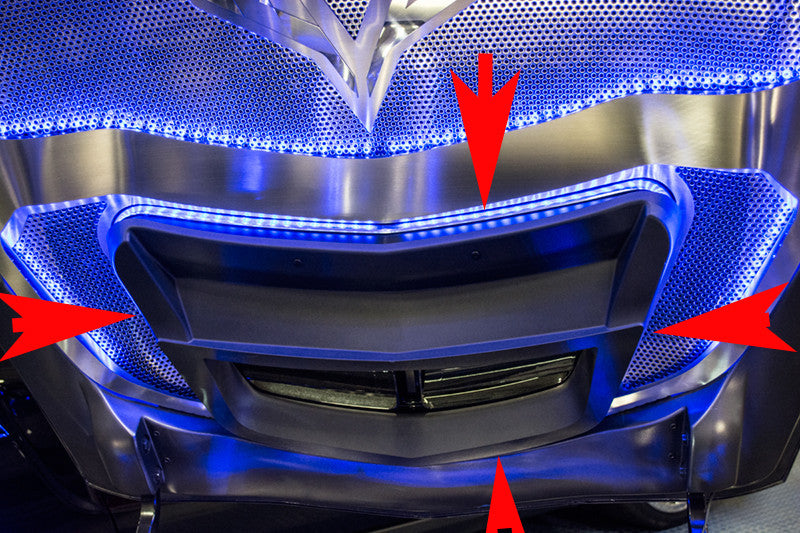 C7 Corvette Illuminated Hood Cross Brace with arrows