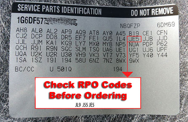 Corvette RPO Codes - Brake Systems