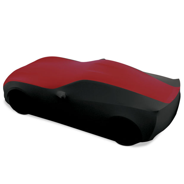 c7 corvette dark red and black stretch satin car cover