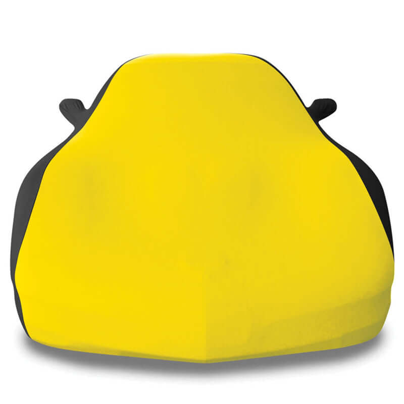 west coast corvette yellow and black stretch satin car cover