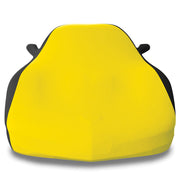 west coast corvette yellow and black stretch satin car cover